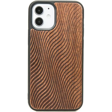Holzhülle für iPhone 12 Mini Merbau Wellen (1/3)