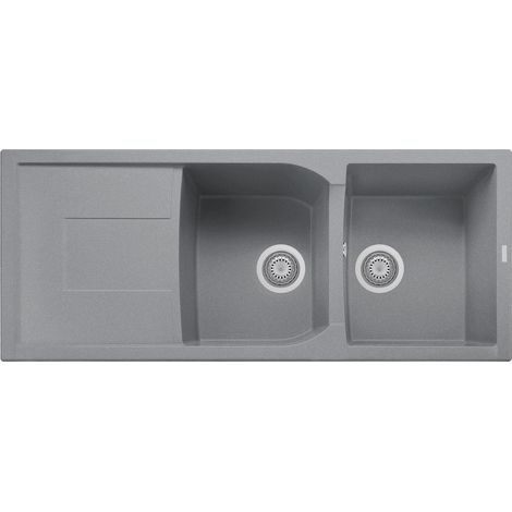 Evier de cuisine granit a 2 bacs plus egouttoir PLADOS CX1162Â Titane