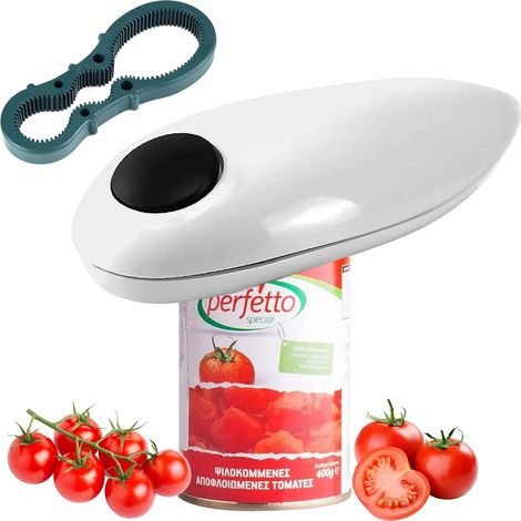 Abrelatas eléctrico automático de un toque con abridor de botellas, abridor de frascos eléctrico con bordes suaves, abridor de frascos eléctrico para chefs de cocina, mujeres con artritis y personas m (1/5)