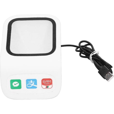 Lecteur de codes-barres de bureau avec instructions vocales, large fenêtre d'affichage, lecteur de codes QR avec interface USB et fonction codes-barres 2D