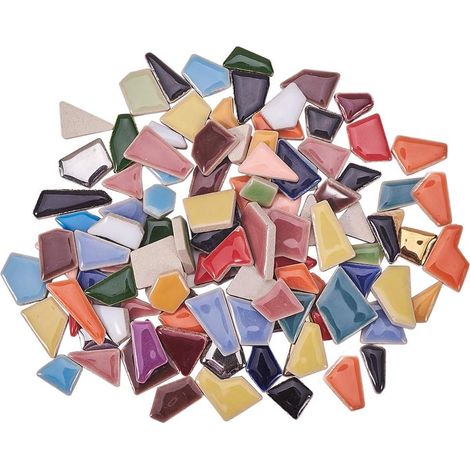 Environ 213pcs Carreaux de Mosaïque, Cabochons Irréguliers en Porcelaine, Couleurs Mélangées Tuile Vénitienne, 732x918x4mm (1/5)