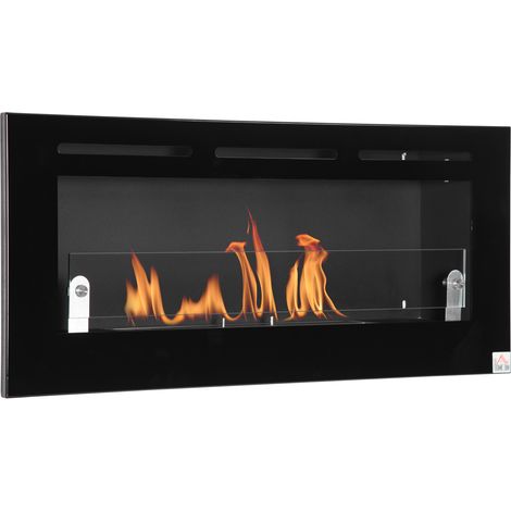 Einbau-Wandkamin mit Bioethanol-Technologie und 2,8-Liter-Brenner, Brenndauer ca. 3,5 Stunden. Abmessungen: 102 x 16 x 43 cm (L x B x H). Geeignet für Räume von 25–30 m². Material: Metall. (1/5)