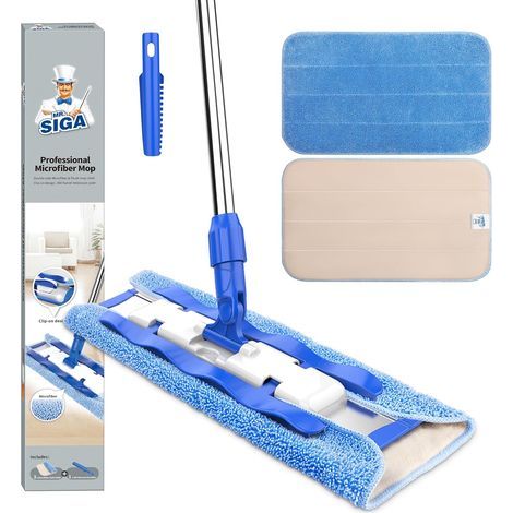 Microfiber Mop, 150cm Adjustable Stainless Steel Telescopic Handle, 360° Swivel Head, For Home (1/5)