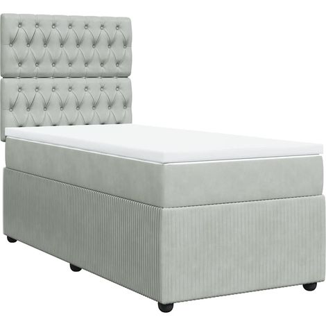 Maison Exclusive - Cama box spring con colchón terciopelo gris cl (1/5)