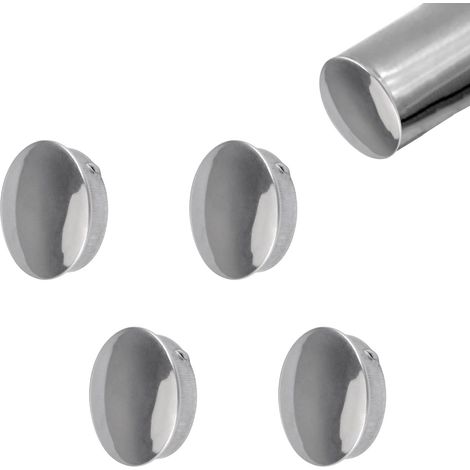 Lot de 4 embouts ronds en acier inoxydable de 35 mm pour main courante d'escalier (argenté) (1/5)