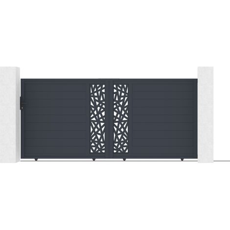 Portail coulissant 3,5m RUIVO H.160cm aluminium gris