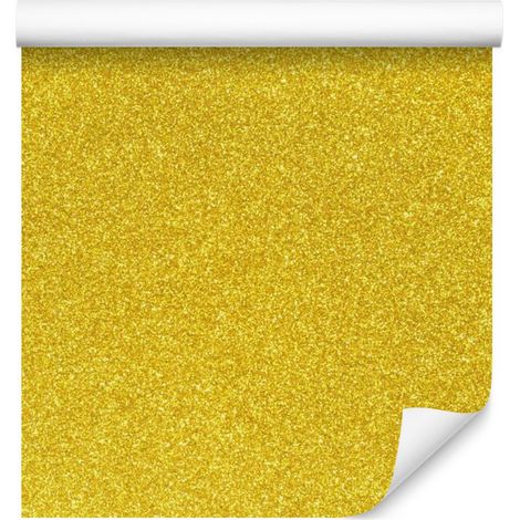 Papier peint jaune pailleté, motif central jaune pour salon et chambre, 50 x 1000 cm (1/5)
