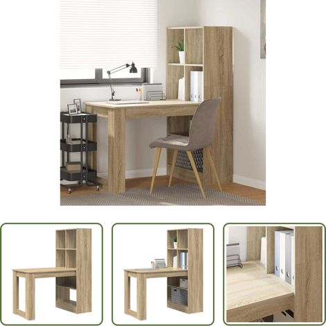 vidaXL Bureau avec rangement - Bureau Chêne Sonoma 122 x 67 x 145 cm Bois d'ingénierie (1/5)