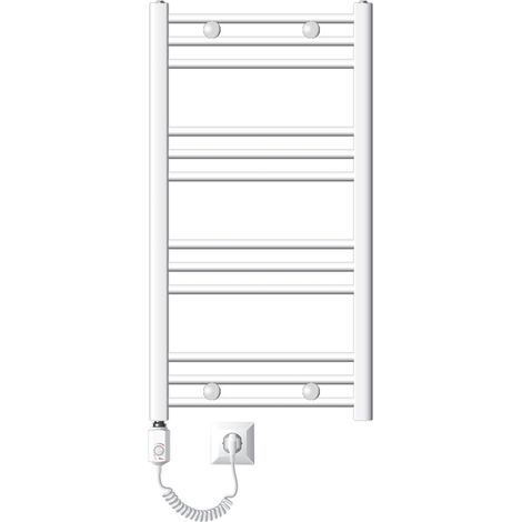 ECD Germany Badheizkörper Elektrisch mit Heizstab ECO 300W - 500 x 800 mm - Weiß - gerade mit Seitenanschluss - Heizkörper Handtuchwärmer Handtuchtrockner (1/5)