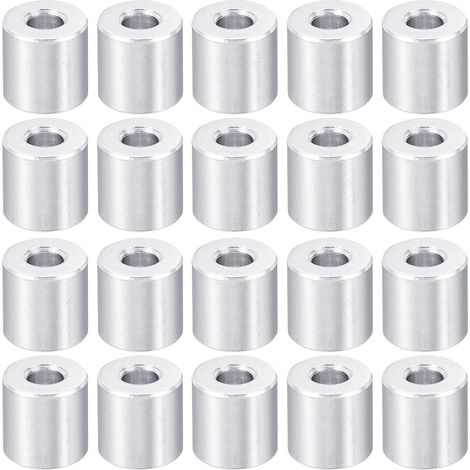 Rondelle Métal, 20pcs Entretoise Aluminium M4 pour Vis Écrous Boulons, Rondelles Plate Anti-Vibration Joint de Vidange 4.2mm Diametre Intérieur 10mm Diametre Extérieur 10mm Hauteur (1/5)