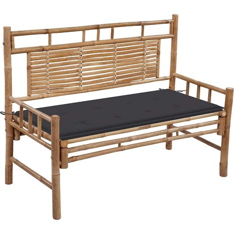 Banc de jardin avec coussin 120 cm Bambou