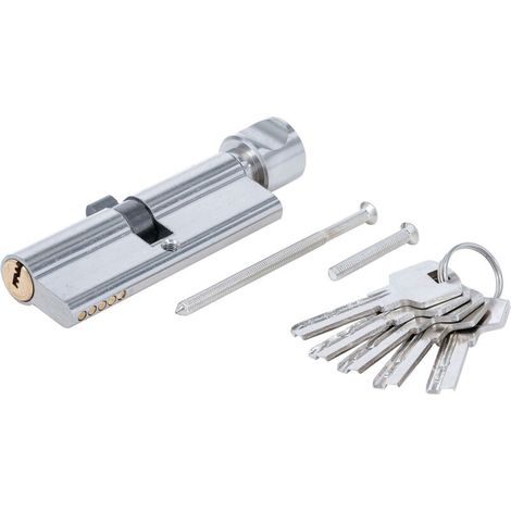 Cylindre De Serrure - 90 Mm - Pour Portes Bois Metal Pvc - Pommeau Aluminium 22x18 Mm - 5 Clés (1/3)