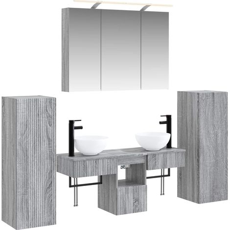 Juego de muebles de baño 6 pcs Sonoma gris vidaXL