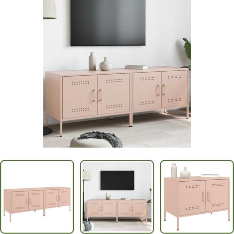 Meuble tv rose - Meubles TV 2 pcs rose 68x39x50,5 cm acier (1/5)