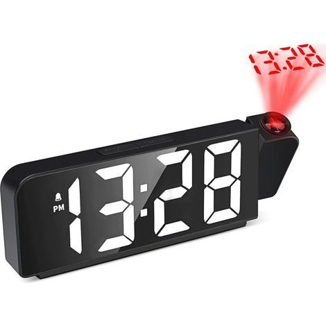Ceiling Projector Alarm Clock, 180° Projector Alarm Clock, Projection Alarm Clock with Temperature Display, 4 Adjustable Brightness Levels, LED Digital Clock (1/5)