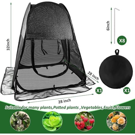 Housse pop-up d'ombrage et d'hivernage pour légumes et fleurs, barrière contre insectes et oiseaux, protection complète, Composition : 1pcs, Couleur : noir (1/5)