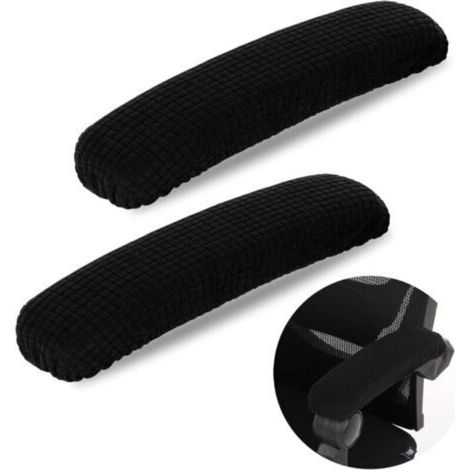 1 Paire de Housse d'Accoudoir pour Chaise de Bureau/Fauteuil de Bureau Couverture d'Accoudoir Coussin de Coude Coussinet de Bras de Chaise de Jeu Noir (1/4)