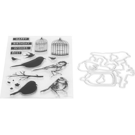 Lot de 12 joints transparents TPR pour scrapbooking, création de cartes, albums photos, déco oiseaux et cage, autocollants DIY (1/5)