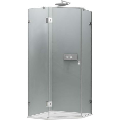 Duschkabine Bernstein EX415 Fünfeckdusche Nano Echtglas 90x90x195cm (1/5)