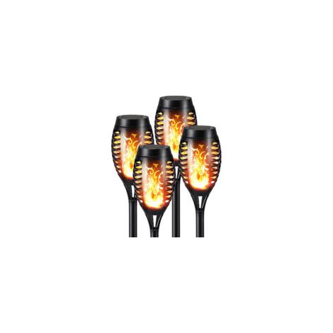 4er-Set Solar-Außenleuchten mit realistischem, dynamischem Flammenbild – auch für Innenräume und Wege geeignet [Energieklasse G] – Crezuo