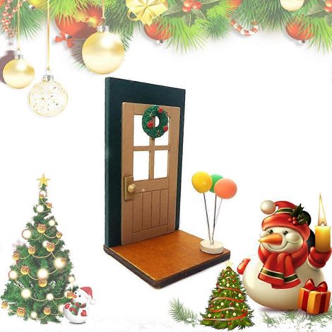 Décoration miniature de porte de maison de poupée à l'échelle 1:12 avec ballons, idéale pour Noël. Accessoires pour meubles de maison de poupée, décor de jardin féerique miniature à monter soi-même. (1/4)