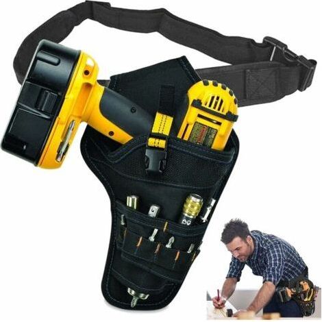 ALLIANDISSac à Outils avec Ceinture, Sac Porte-Outil pour Perceuse Électrique, Outil Holster Étui avec Ceinture Ajustable à Outils pour Électricien, Charpentier Technicien, Famille (Jaune) (1/5)