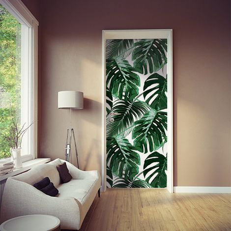 Sticker Porte Tropical Fougères, Décoration Intérieure, 204 cm X 83 cm, Décorez votre Maison (1/4)