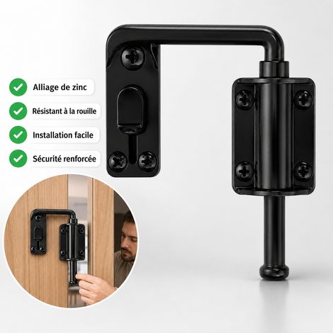 Lot de 2 Verrous Universels Noirs Alliage de Zinc avec Vis 100 mm pour Porte et Fenetre (1/4)
