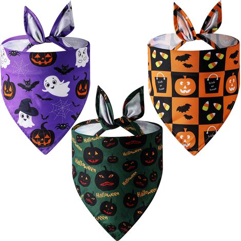 Foulard Triangle Pour Chien - En Coton Bio - Pour Fête D'Halloween - Taille Réglable - 1 Pièce (1/5)