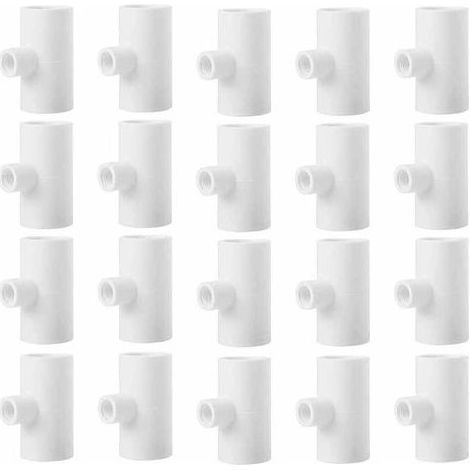 Lntyq 20 Stück Hühnertränke-T-Stücke, Geflügel-T-Stücke, 1,27 cm Kunststoffrohr, PVC-T-Stücke mit Gewinde (1/5)