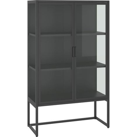 Maison Exclusive - Credenza Alta Antracite 80x35x135 cm Acciaio e Vetro Temperato