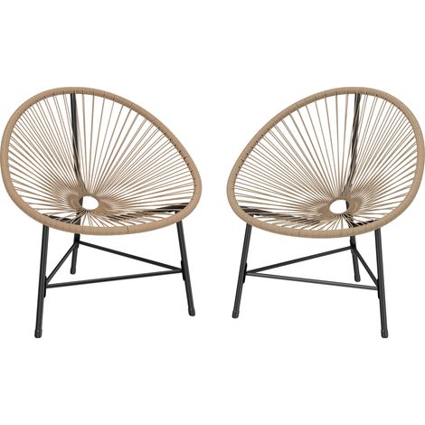 Set mit 2 Acapulco Gartenstühlen, Kunstharz, dreieckiges Stahlgestell, Tragkraft 120 kg, 72 x 68 x 81 cm, Natur