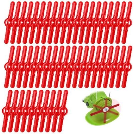 50 Pièces Lame Debrouissalleuses, Trou de 5 MM Tête Débroussailleuse, Forme Ondulée Lame Tondeuse Gazon (1/4)