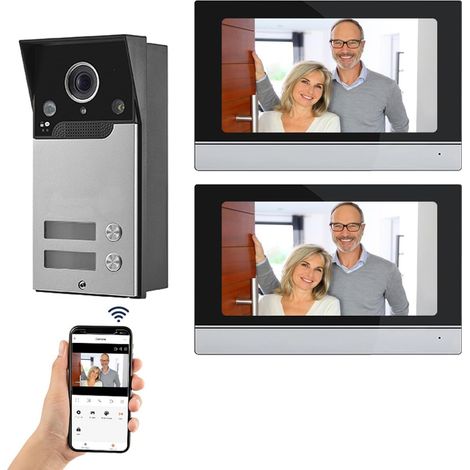 Interphone Vidéo Filaire unités Accueil Vidéo Sonnette Visiophone Système, Moniteur Intérieur écran Tactile, HD Sonnette de Caméra Filaire Vision Nocturne (1/5)
