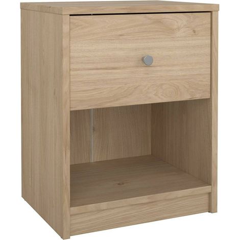 Dmora - Comodino Kastri, Comò basso, Tavolino da notte, Mensola da letto, 38x30 h48 cm, Rovere (1/5)