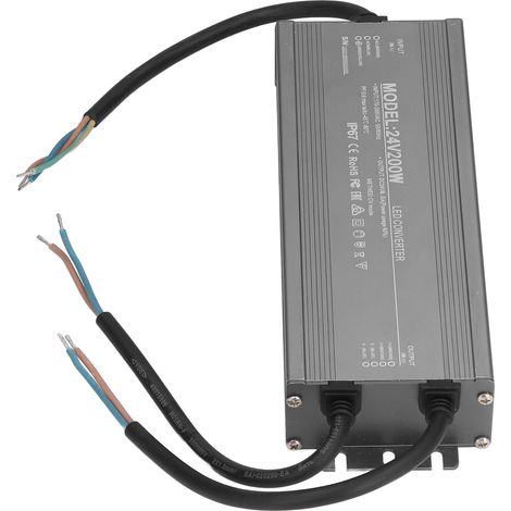 IP67 wasserdichtes Netzteil, 200W 24V 8,3A LED-Transformator-Treiber, 170-265V AC für Außenleuchten und Strahler (1/5)
