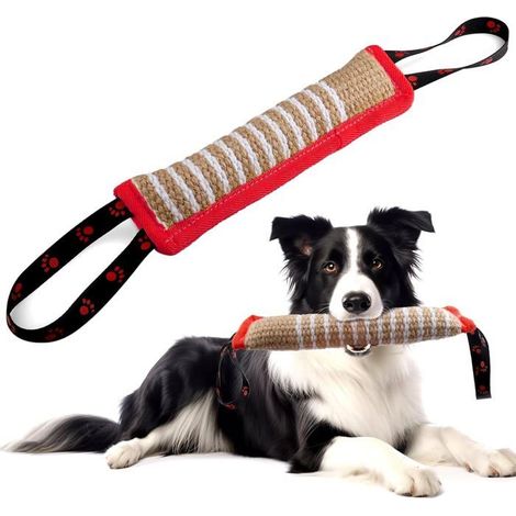Ecleanfy - Un jouet pour chien indestructible, en forme de saucisse avec une poignée rouge, adapté aux chiens interactifs. (1/5)