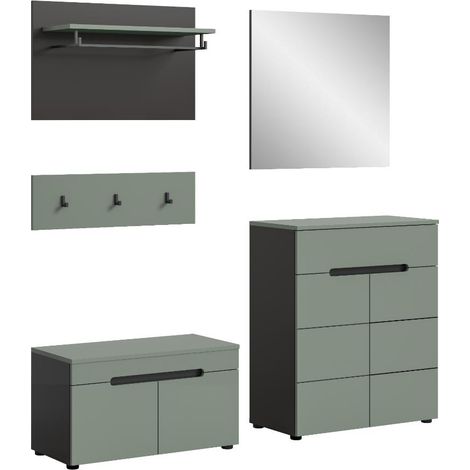 Canu Garderobenmöbel Set C15 staubgrün, dunkelgrau.