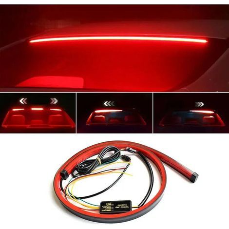 Feu arrière de coffre de voiture rouge, feu de freinage, feu arrière surélevé à LED, clignotant, barre lumineuse de conduite - 100 cm, trois modes (1/5)