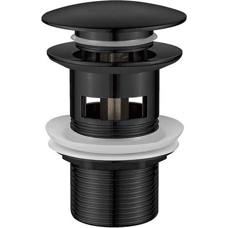 M20502B Badezimmer-Abflussbombe, Waschbeckenstöpsel mit Überlauf, Pop-Up, Schwarz, M (1/4)
