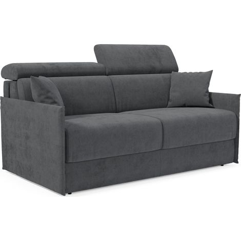 Miryam Sofá cama con reposacabezas reclinables en suave tejido antimanchas T31 149 cm antracita