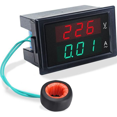 Voltmètre Ampèremètre Numérique AC 80 300V 0 100A Tension Courant Metre Volt Amp Afficheur Voltmètre Ampérage Multimètre 2 en 1 avec Transformateur (1/5)