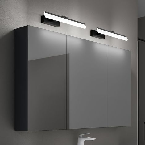 Mai & Mai Armadietto a Specchio 120x15x70cm con Lampada da Specchio per Bagno 40cm2, 9W 6000K, Specchiera Bagno Mobilettto da Parete Antracite Opaco con 3 Ante e Applique Specchio, Spiegelschrank 02 (1/5)