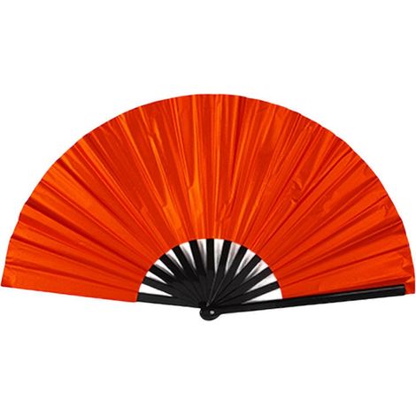 Dieser 25 cm (10 Zoll) große Ventilator eignet sich für verschiedene Anlässe. Er besteht aus PVC, erzeugt Geräusche und hat eine reflektierende orange-silberne Rückseite. (1/5)