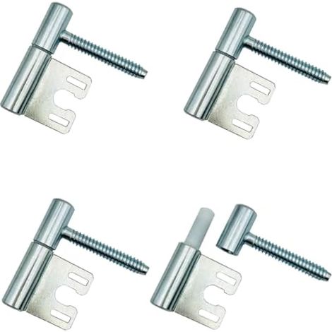 Charnières Ø 13,5x63mm pour Cadres en Acier avec Plaque Paumelles Percée Charnières Amovibles pour Portes Intérieures et en Bois à Feuillure 4 Pièces (1/5)