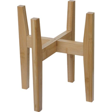 [NON UTILIZZATO] Portavasi in bambù HHG-358, supporto per vasi da fiori, alzata per vasi regolabile 30x27-37 cm, naturale