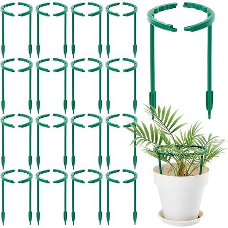 28er-Pack Pflanzenstützen, grüne Kletterpflanzenbinder aus Kunststoff, Gartenringe für kleines Gemüse, Blumen, Setzlinge und Topfpflanzen für drinnen und draußen (1/5)