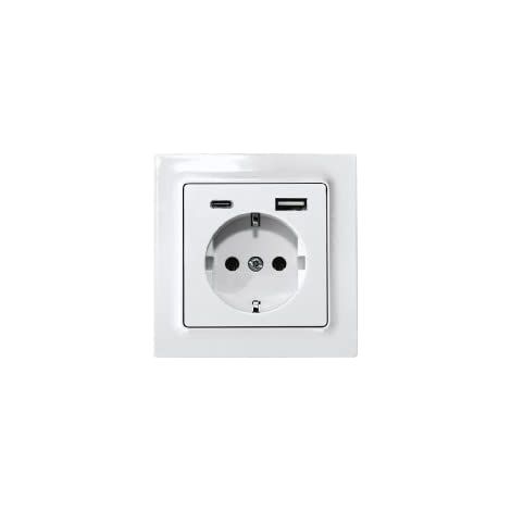 ELTAKO DSS55E+USBA+C-WG SCHUTZKONTAKT-STECKDOSE, E-DESIGN55, REINWEIß GLäNZEND (30055897)