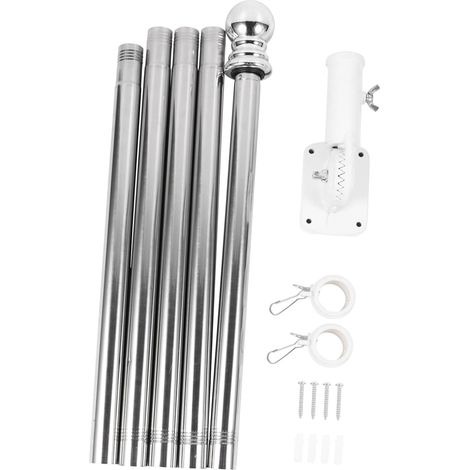 Kit De Mât De Drapeau Mural Acier Inoxydable avec Base Lourde Blanche Support Rotatif Antirouille pour Usage Intérieur Et Extérieur (1/5)