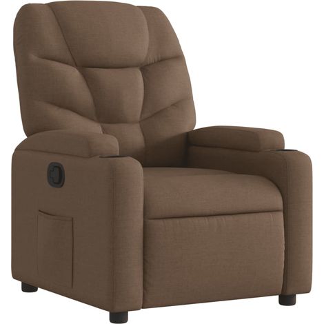 Fauteuil relax TV rembourrage confortable fonction d'inclinaison manuelle en tissu marron DEC028050